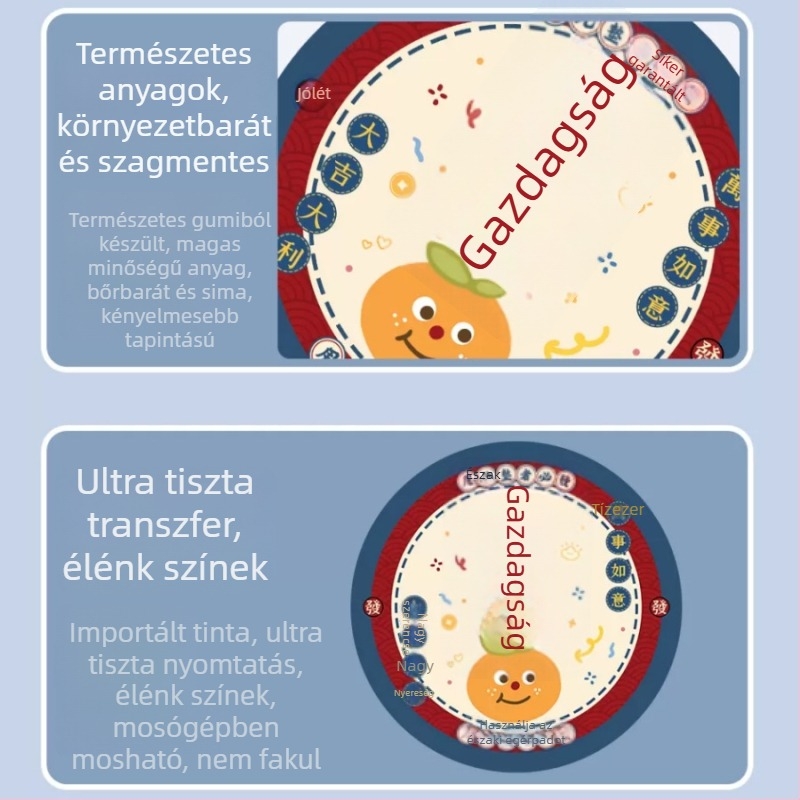 Kerek egérpad karikatúra dizájnnal, csúszásmentes felület, természetes gumi anyag, hőtranszfer nyomtatás, testreszabás támogatott