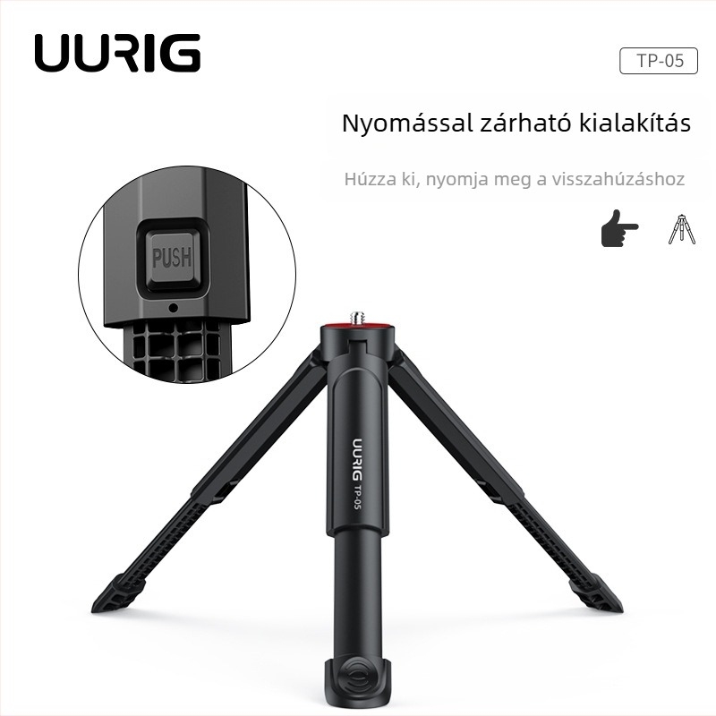 TP-05 Mini Kiterjeszthető Telefon Tripod – 2-szakaszos, ABS, Súly 0,08 kg, Teherbírás legfeljebb 2 kg