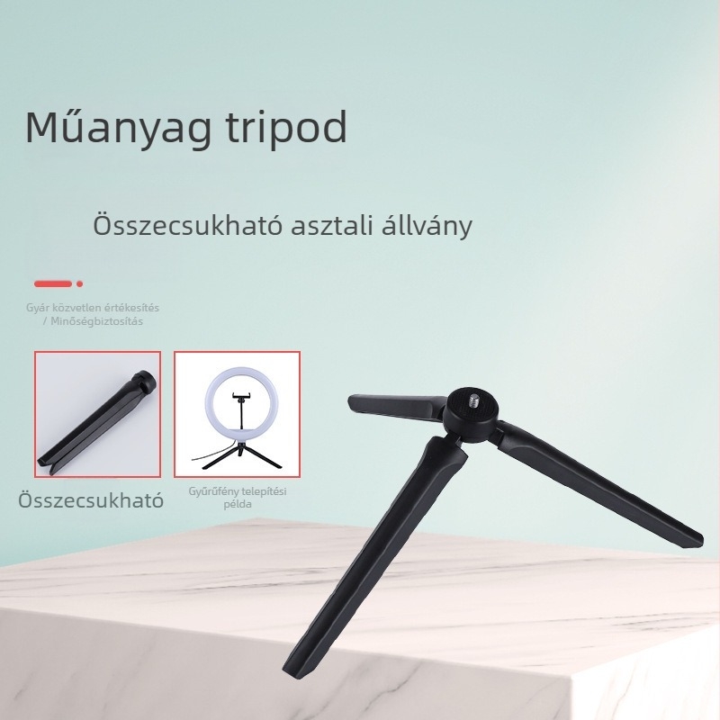 Hordozható műanyag asztali tripod – többfunkciós asztali tartó kamera és telefon számára, 1/4 hüvelykes csavar, 3 részes, teherbírás 3 kg
