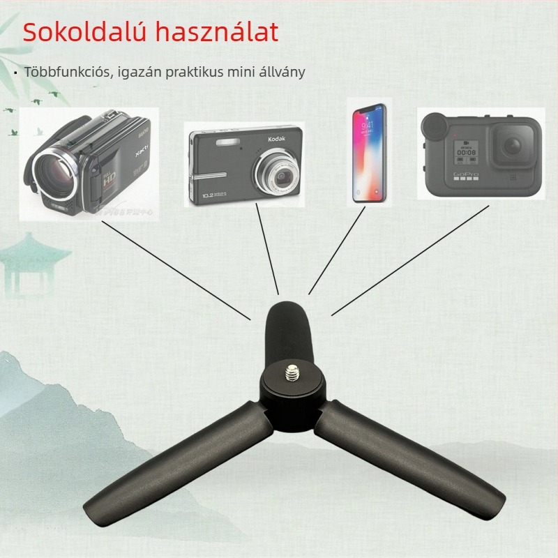 GoPro és DJI Pocket 3-hoz asztali tripod 1/4 hüvelykes csavarral, rezgéscsillapító