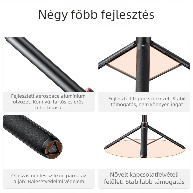 VRIG TP-21 sportkamerás selfie pálca – GoPro/Action/Insta360 kompatibilis, univerzális, műanyag