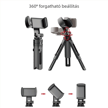 Leeshepro Asztali állvány mobiltelefonokhoz – műanyag, univerzális tripod, kihúzható lábakkal