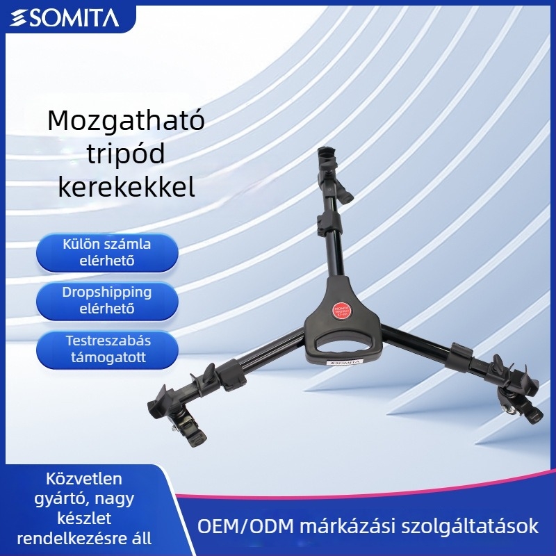 Tripod talp görgőkkel DY-101 | Alumíniumötvözet | Teherbírás 30 kg | Tömeg 1,1 kg | Összecsukott hossz 440 mm