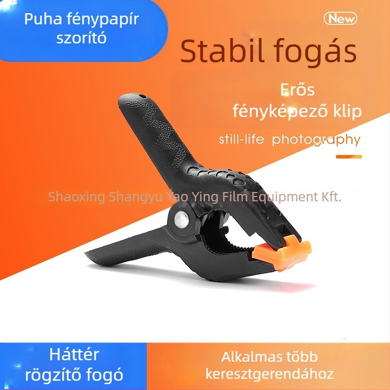 Stúdió hátteret tartó állvány - Műanyag konstrukció, Modell: erős csipesz, Alkalmas termékfotózásra, Tömeg: 0.1 kg