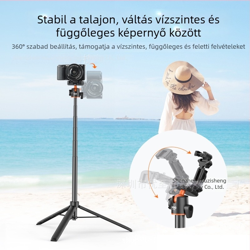 VRIG TP-16 Kamera trípód PTZ háromdimenziós fejjel, alumíniumötvözet, 5 szakasz, teherbírás legfeljebb 2 kg