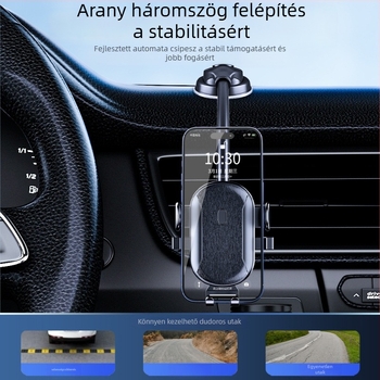 Autó központi konzol telefon-tartó szívófejjel, hajlékony cső és forgatható csukló — Double Chi; vezetési navigációhoz és beszélgetések hands-free-hez; testreszabható