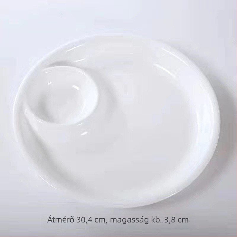 Európai stílusú, dupla porcelán knédli tál, mártótál, nem szabályos alakú, aláglazúros felület, mikrohullámú sütőben használható