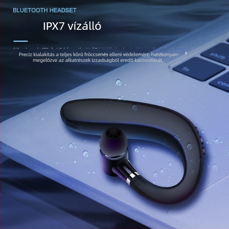 Saját márkás vezeték nélküli Bluetooth fejhallgató fülhorgos kivitel, 5.1, autóba szerelhető, sport TWS, modell S109