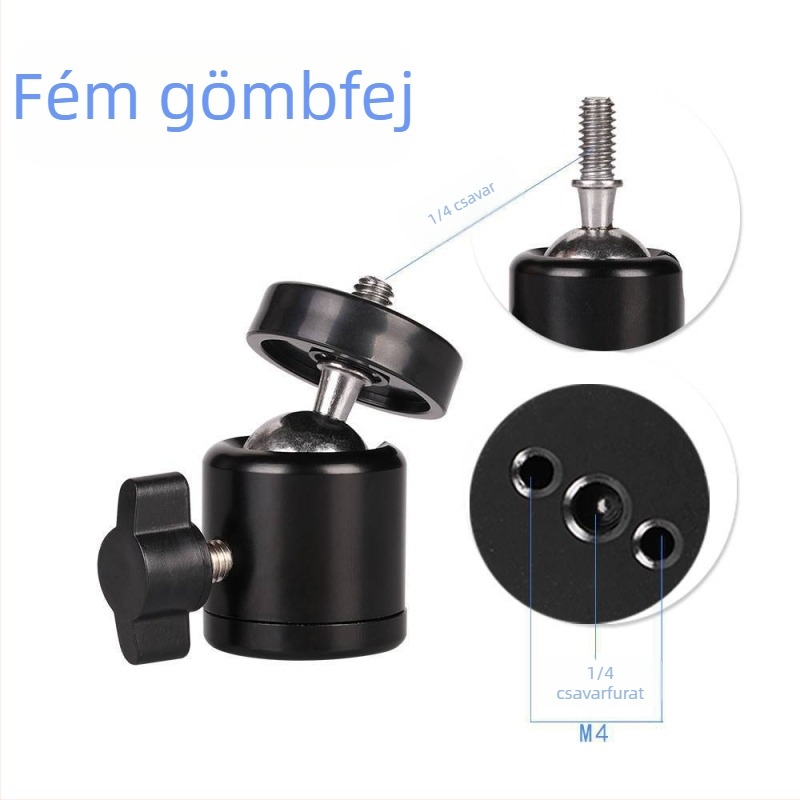 ULANZI DSLR állvány körlámpával és 360° gömbfejjel, fém kivitel, 75 g tömeg