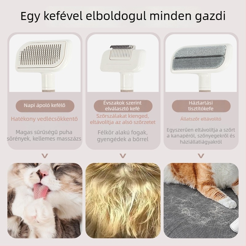 Ginflan Kisállatgondozó fésű macskák és kutyák számára – tűs fejű fésű a szőr eltávolításához, ABS anyag