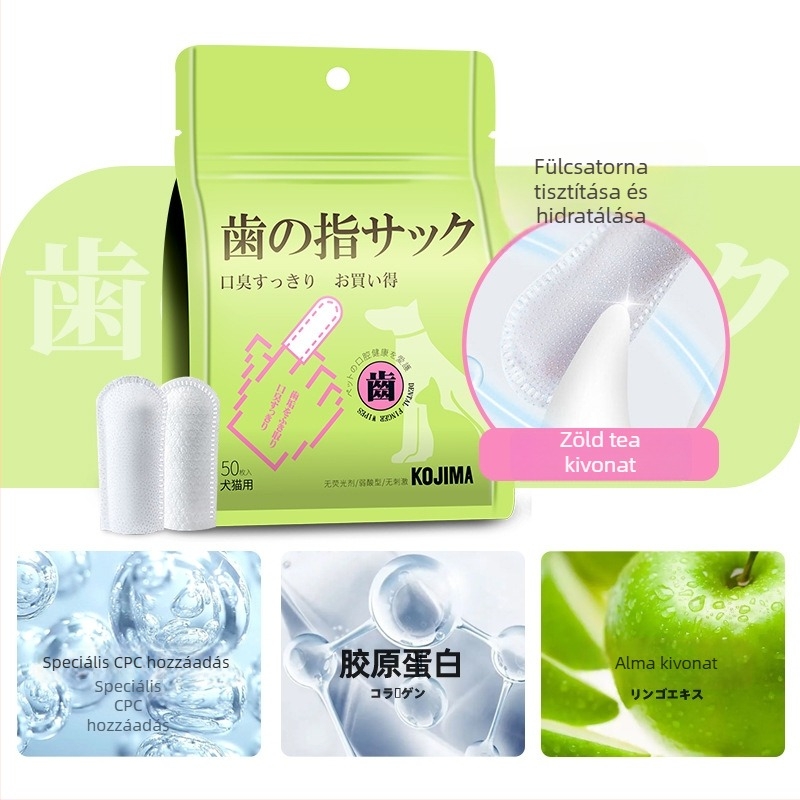 KOJIMA Ujjvédő nedves törlőkendők macskák szem-, fül- és fogápolására – 48 darab