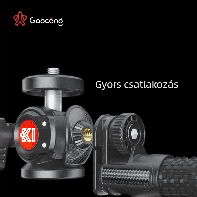 Goocong Mobiltelefonos tripód 1/4 hüvelykes csavarral és gömbfejjel, világító állvány élő közvetítéshez, teherbírás 3 kg