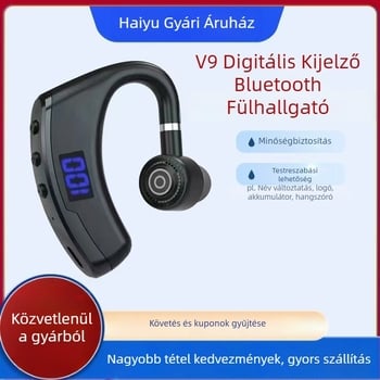 V9 Fülhorgos Bluetooth headset LED kijelzővel, Bluetooth 5.2, 10 m hatótáv, mono kihangosító