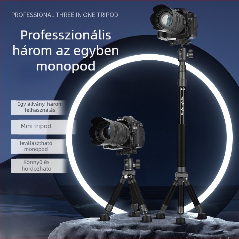 Light Age Q116 alumínium állvány gömbfejjel, 4 szakaszos, 2–5 kg teherbírás, 3 az 1-ben – padlóra, asztalra és selfie felvételekhez