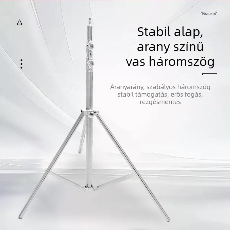 Rozsdamentes acél fotóállvány, 3 részes, teherbírás 10 kg, csőátmérő 19–30 mm, súly 2,5 kg