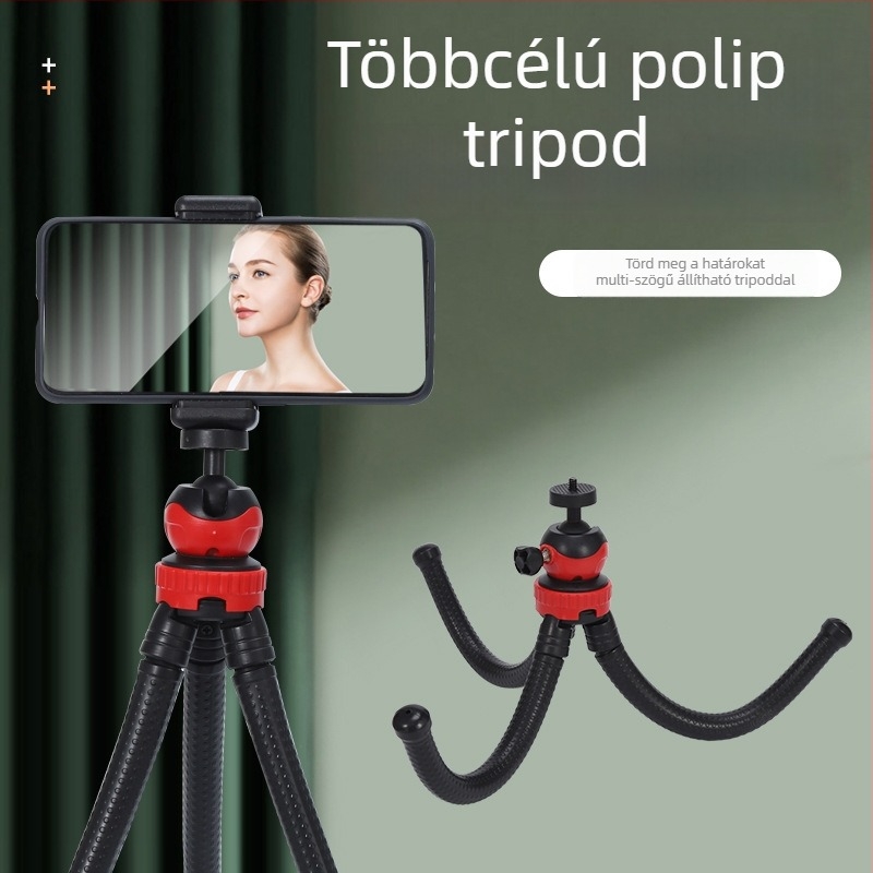 Rugalmas állvány DSLR-hez és mobiltelefonhoz – műanyag kivitel, univerzális csatlakozás, stabilizálás rezgésmentes