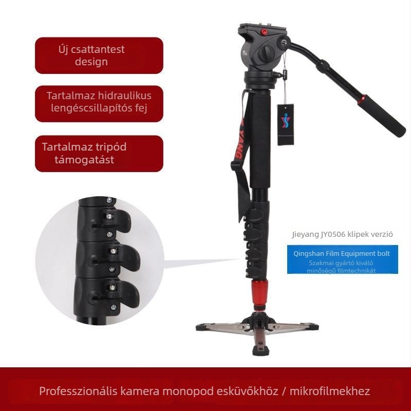 Monopod hidraulikus fejjel, Jieyang JY0506B, 4 részű, alumínium ötvözet, teherbírás 2–5 kg