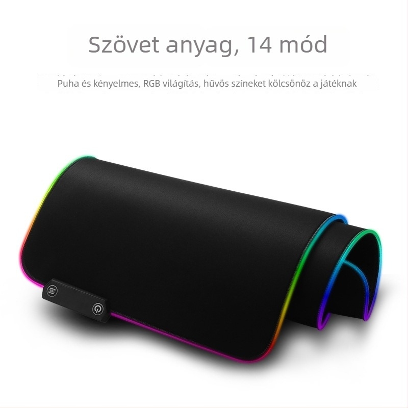 RGB gaming egérpad LED világítással, gumírozott csúszásmentes asztali alátét, nagy méret