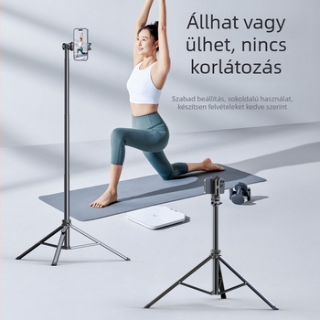 Padlóállvány telefonhoz és kamerához, hordozható kültéri fotózás, működő magasság 1,8 m, 25 mm csőátmérő, 5 rész, alumínium-ötvözet + ABS, teherbírás 2–4 kg