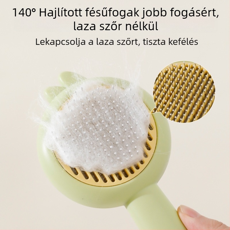 Macska- és kutya deshedding tüsfésű – önkitisztuló ápoló eszköz, PP + rozsdamentes acél, kartononként 200 darab