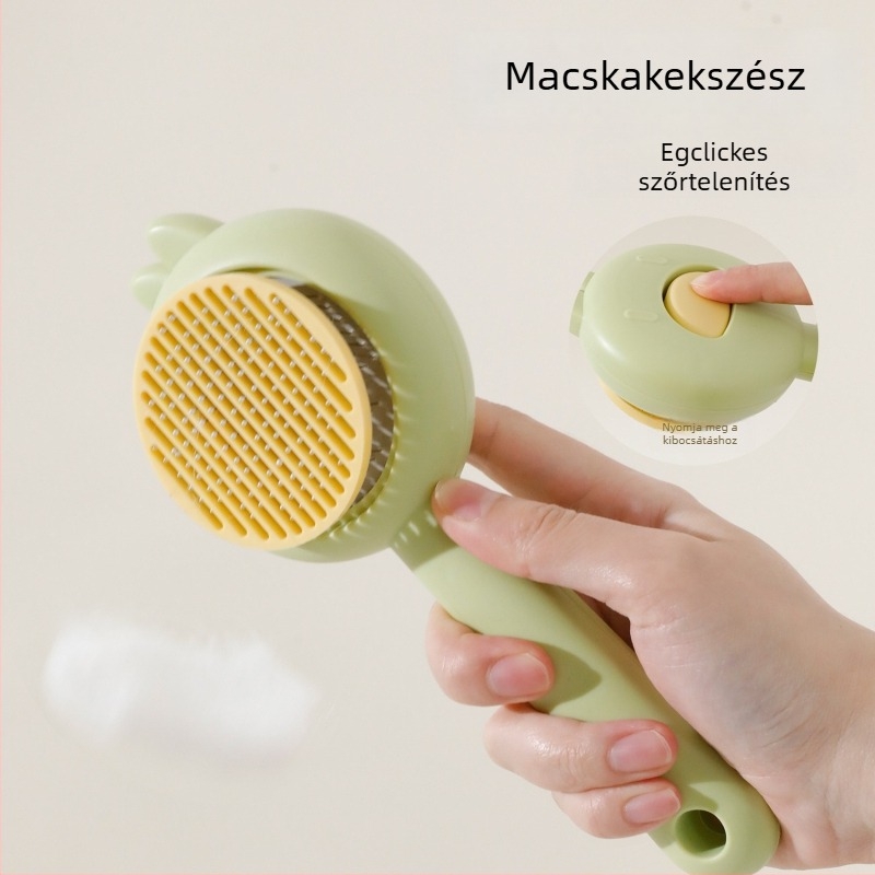 Macska- és kutya deshedding tüsfésű – önkitisztuló ápoló eszköz, PP + rozsdamentes acél, kartononként 200 darab