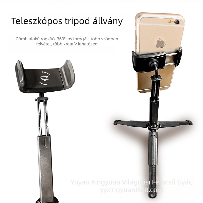 Háromszög alakú asztali állvány telefonhoz és mikrofonnal, kihúzható, univerzális műanyag