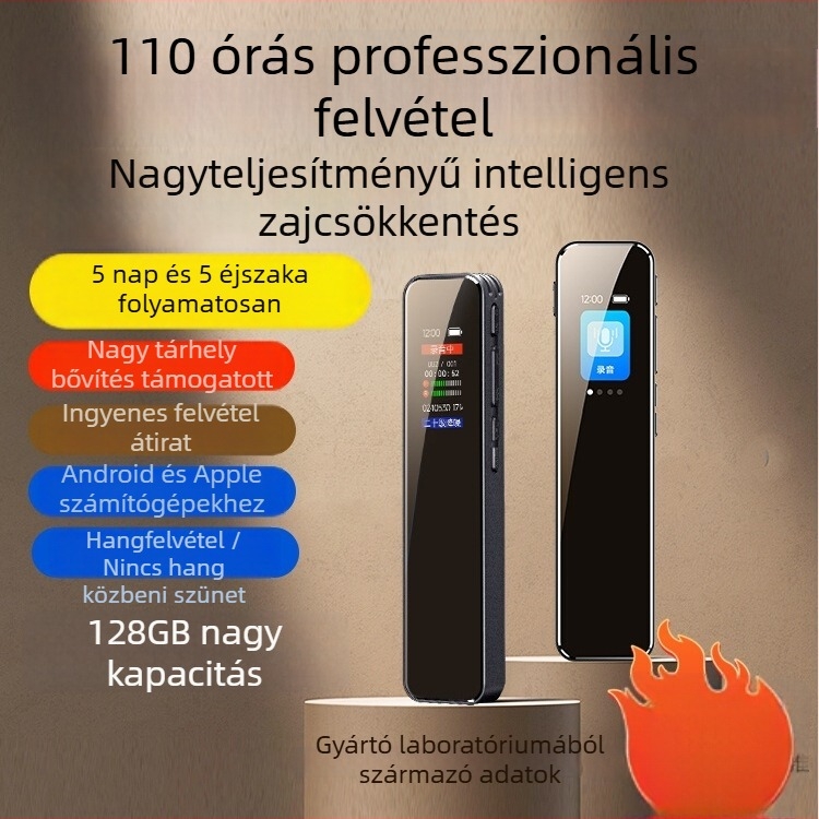 Fanmu L12 hangrögzítő, HD zajcsökkentéssel, 128M tárhely, autós tápellátással