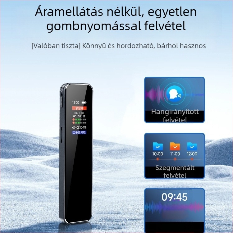 Fanmu L12 hangrögzítő, HD zajcsökkentéssel, 128M tárhely, autós tápellátással