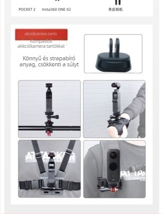 1/4-es menetű adapter állítható alapzattal GoPro 11, DJI Action és Insta360 One X3 kompatibilis
