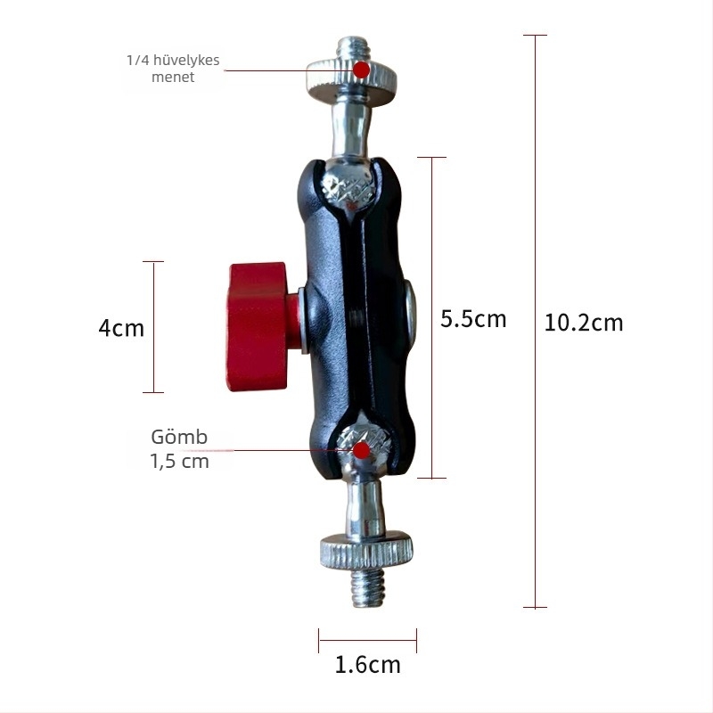 Univerzális alumínium ötvözetű akciókamera tartó, rögzített alapzattal; tömeg 90,5 g; logó nyomtatás elérhető.