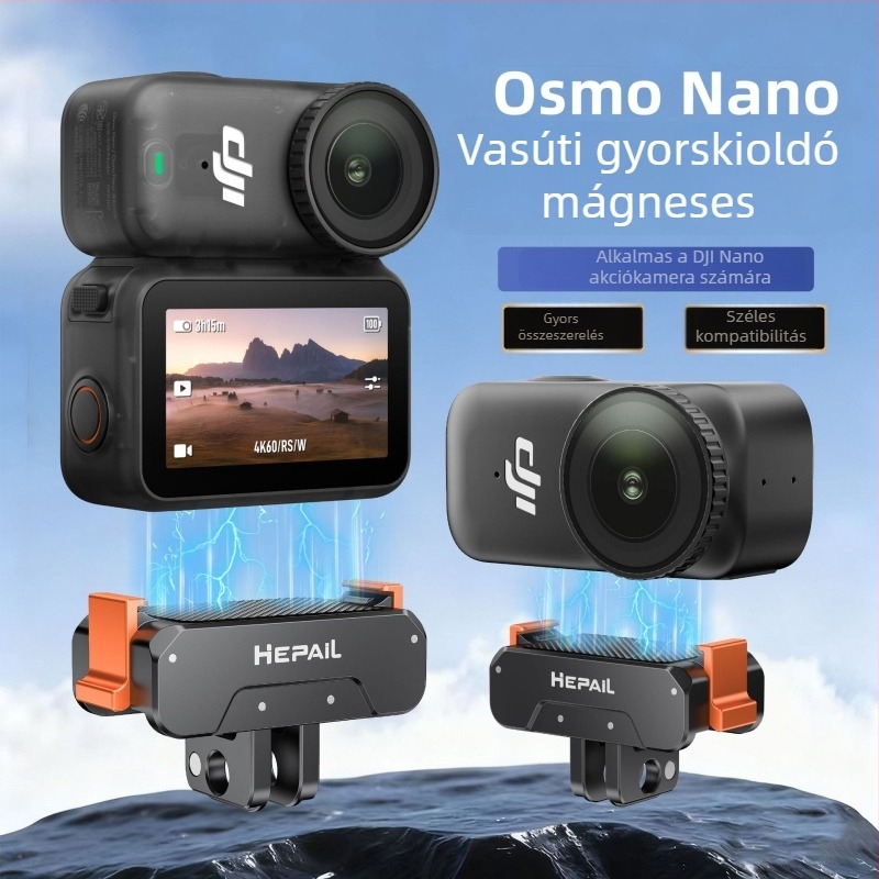 Hepail Ac97 Mágneses Gyorskioldó Bázis DJI Osmo Nanohoz, Alumíniumötvözet, Csomagolás: Doboz + Mágneses Gyorskioldó