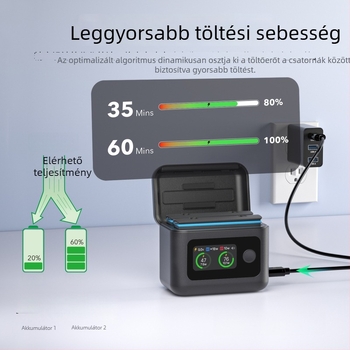 SYMIK Insta360 X5DC Akkumulátor töltődoboz, USB-C, PC ház, 10,5W kioldás, kanalanként 20W (összesen akár 27W)