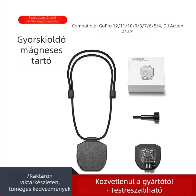 Mellkasra rögzíthető mágneses gyorskioldó tartó akciókamerához, modell Zh3001, anyag PC+NdFeB