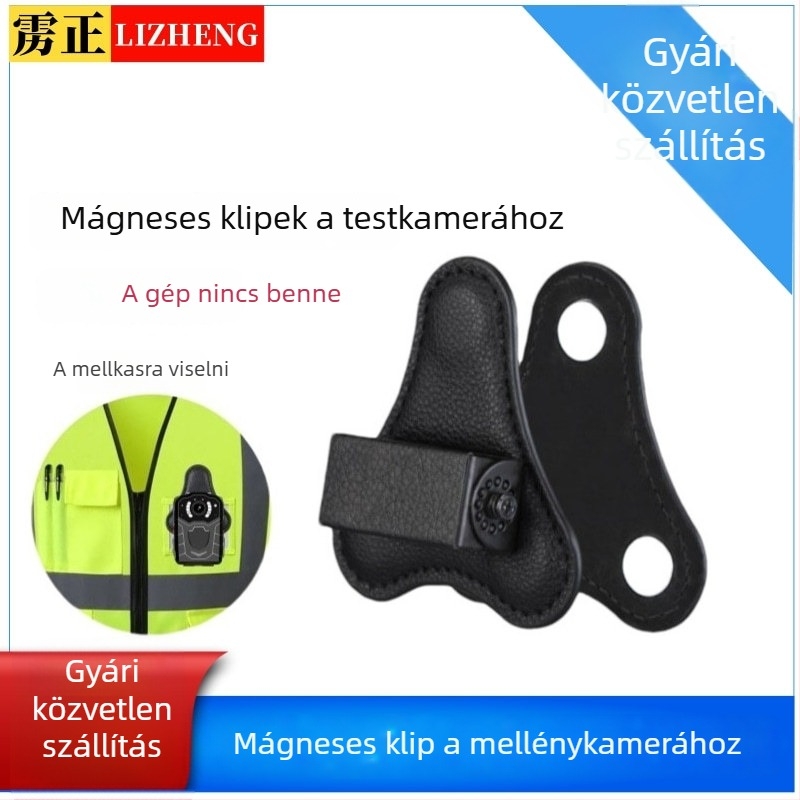 Vállon hordható kiegészítő rendőrségi felvevőhöz – mágneses csattal, bőr és vaslemez anyagból, modell 6653