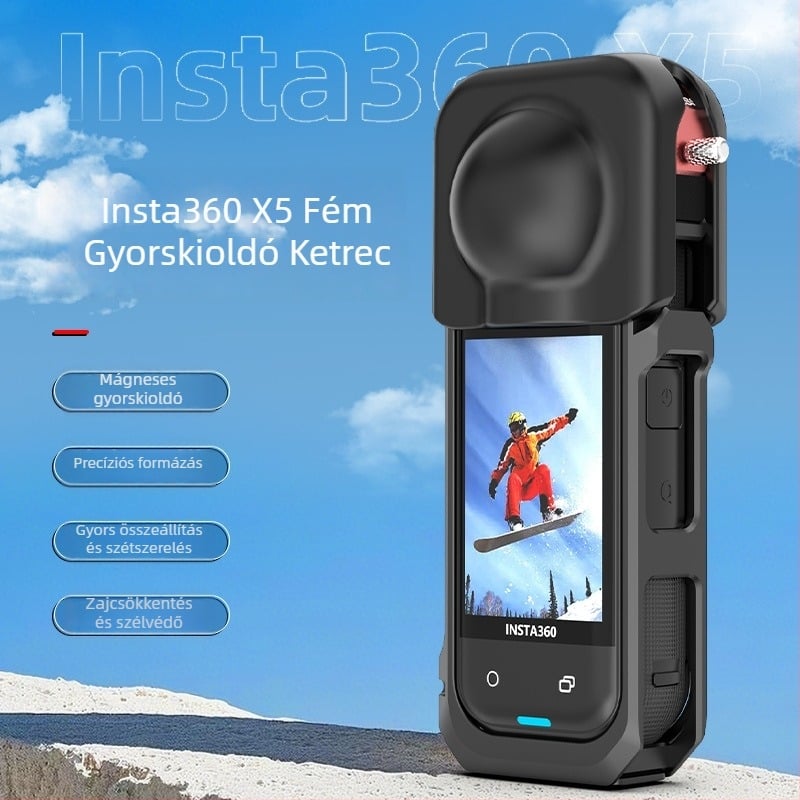 Insta360X5 alumínium ötvözetű védőburkolat kiterjesztett kerettel, szélvédett és zajcsökkentő dizájn