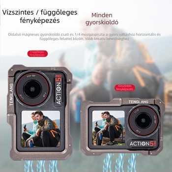 TENGLANG TL-A1 Fém védőkeret DJI Osmo Action 5 Pro/4/3 – alumíniumötvözet, rozsdamentes acél és szilikon