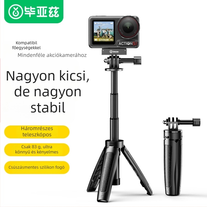 Kézi pálcás állvány akciókamerához, 360° panoráma, alumíniumötvözet, modell Js24