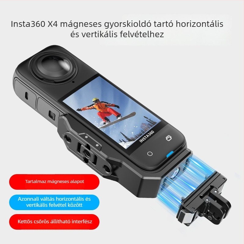 Hepail Insta360 X4/X5 vízszintes és függőleges rögzítő a mágneses Shadow Stone-nal, alumínium ötvözet, modell AC45