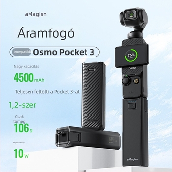 Töltőfogantyú a DJI Osmo Pocket 3-hoz, kompatibil a Pocket 3-mal, tartalmaz adatkábelt