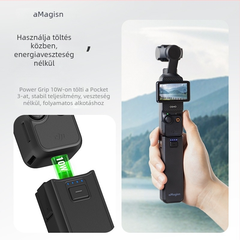 Töltőfogantyú a DJI Osmo Pocket 3-hoz, kompatibil a Pocket 3-mal, tartalmaz adatkábelt