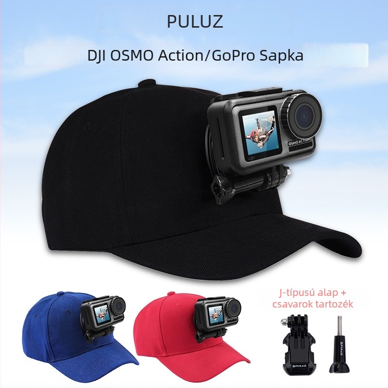 PULUZ Fat Cow PU195 sapka DJI Osmo Action és GoPro számára J-alakú tartóval (anyag: pamut; kompatibilis: DJI Osmo Action, GoPro)