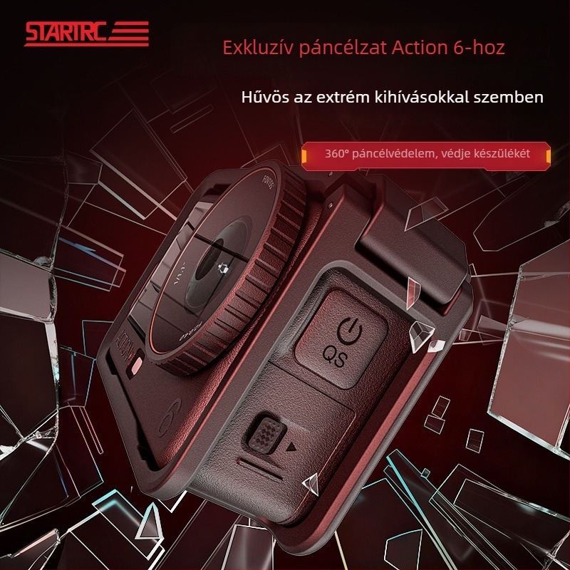 Startrc nylon védőkeret DJI Action 6-hoz — nyuszi ketrec formájú védőkeret, kompatibil Osmo Action 6, Startrc logó nyomtatva; tartalmaz: keret, perlás pamut zacskó, útmutató, megfelelőségi igazolás