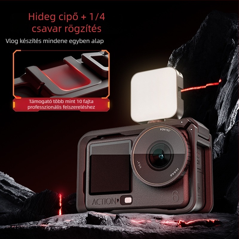 Startrc nylon védőkeret DJI Action 6-hoz — nyuszi ketrec formájú védőkeret, kompatibil Osmo Action 6, Startrc logó nyomtatva; tartalmaz: keret, perlás pamut zacskó, útmutató, megfelelőségi igazolás