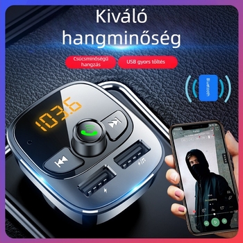 Autóba Bluetooth FM átjátszó MP3 lejátszóval, hands-free hívások, USB gyors töltés, FM hangolás, 12-24V tápegység