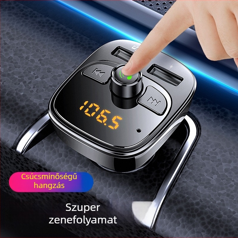 Autóba Bluetooth FM átjátszó MP3 lejátszóval, hands-free hívások, USB gyors töltés, FM hangolás, 12-24V tápegység