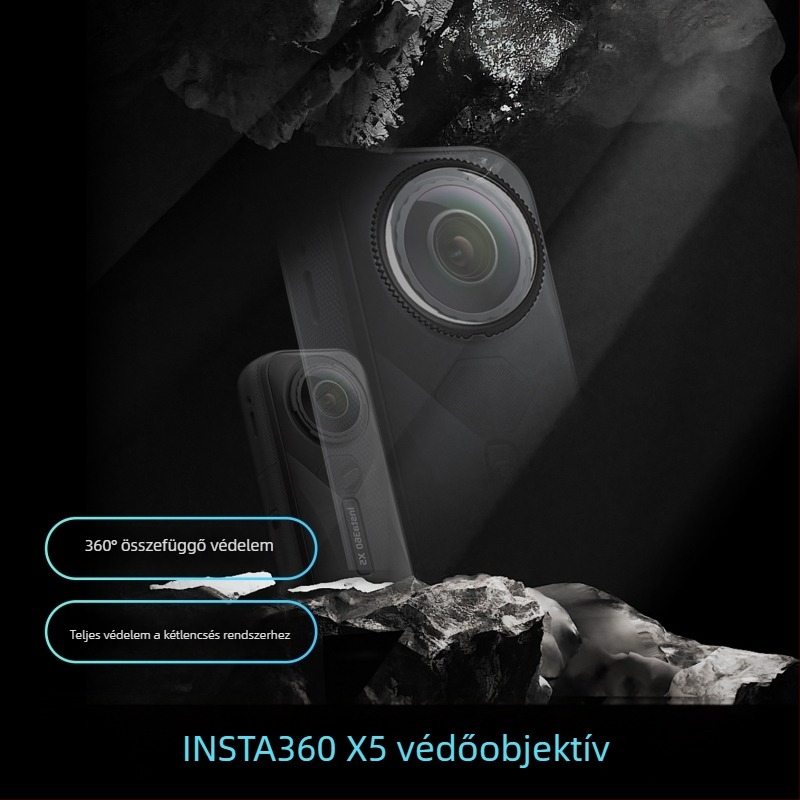 Insta360 X5/X4/X3 Shadow Stone lencsevédő, edzett üveg, optikai PC anyag, modell ISX4-BHJ-BL, testreszabható logó