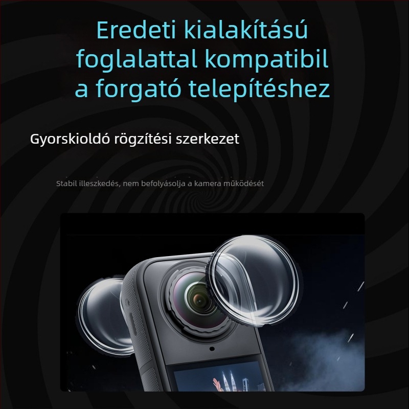 Insta360 X5/X4/X3 Shadow Stone lencsevédő, edzett üveg, optikai PC anyag, modell ISX4-BHJ-BL, testreszabható logó