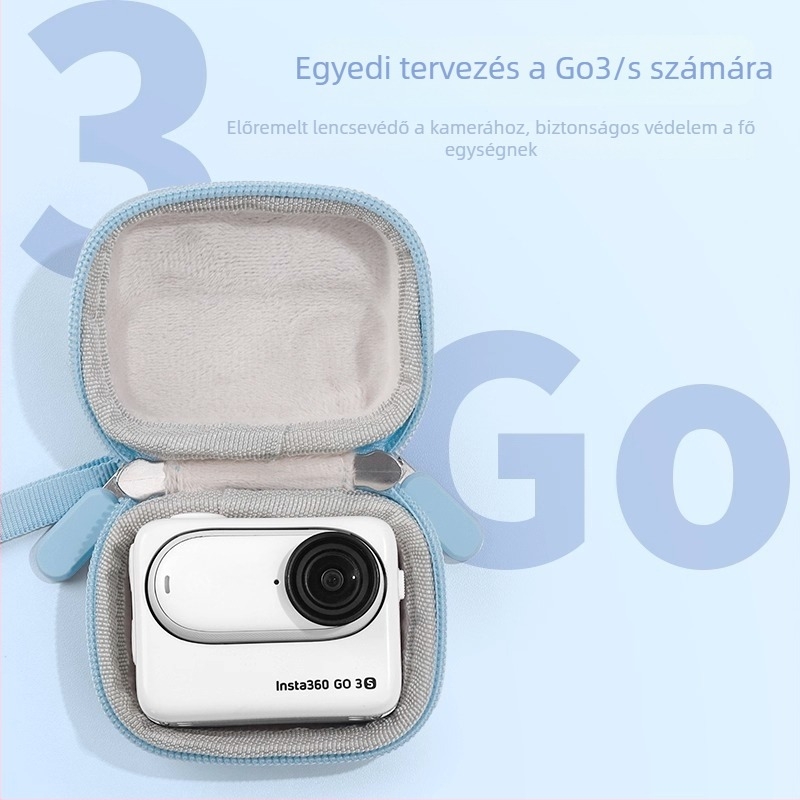 Insta360 GO3/GO3S tárolótáska — EVA anyagú védő tok, vízálló, kompakt, méretek 61.3 × 16.0 × 10.9 mm