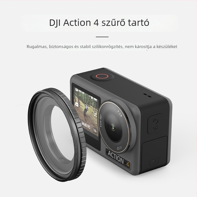 Hepail AC32 Szűrő tartó és védőkeret DJI ACTION4-hez – Alumíniumötvözet, könnyű és tartós, széles látószög