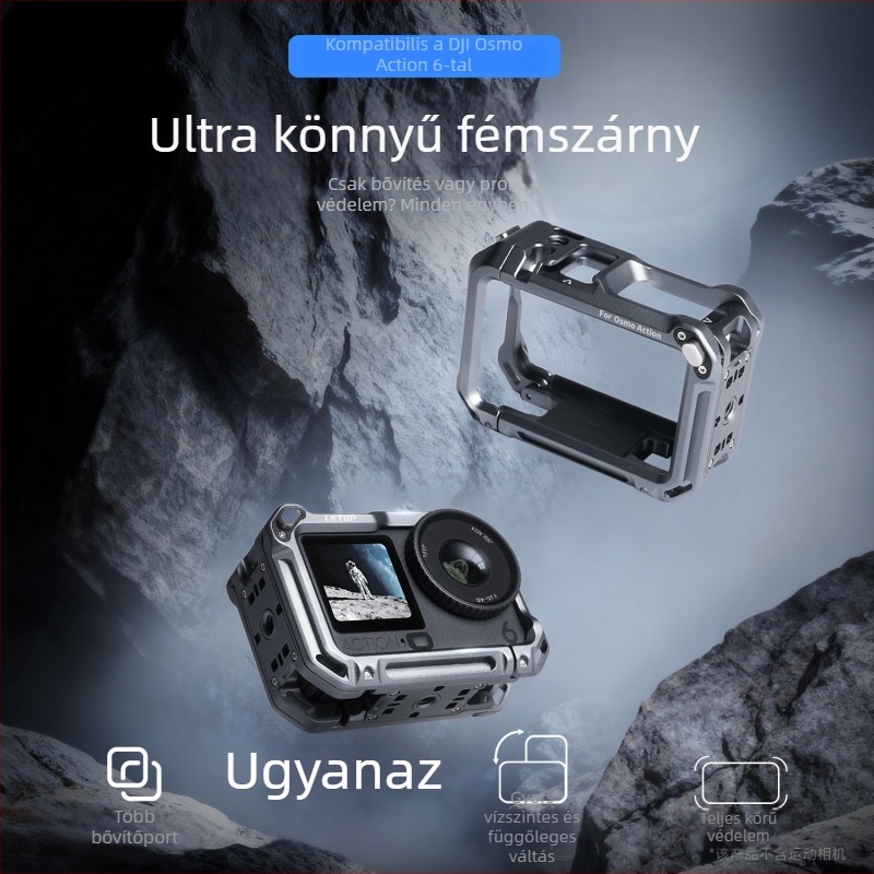 Osmo Action 6-hoz alumíniumötvözetes védőkeret, nyúlketrec design, dupla nyitású, modell AC-001, tartalmaz: 1× nyúlketrec